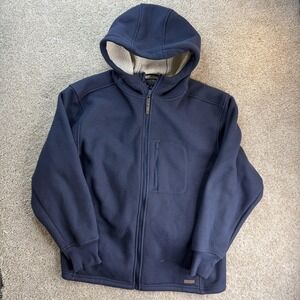 Smith's Workwear Jacket Mens XL Blue Sherpa Fleece Hooded Full Zip Workwear